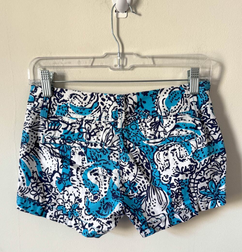 Lilly Pulitzer The Walsh Preppy Low Rise Shorts Blue White Size 0
